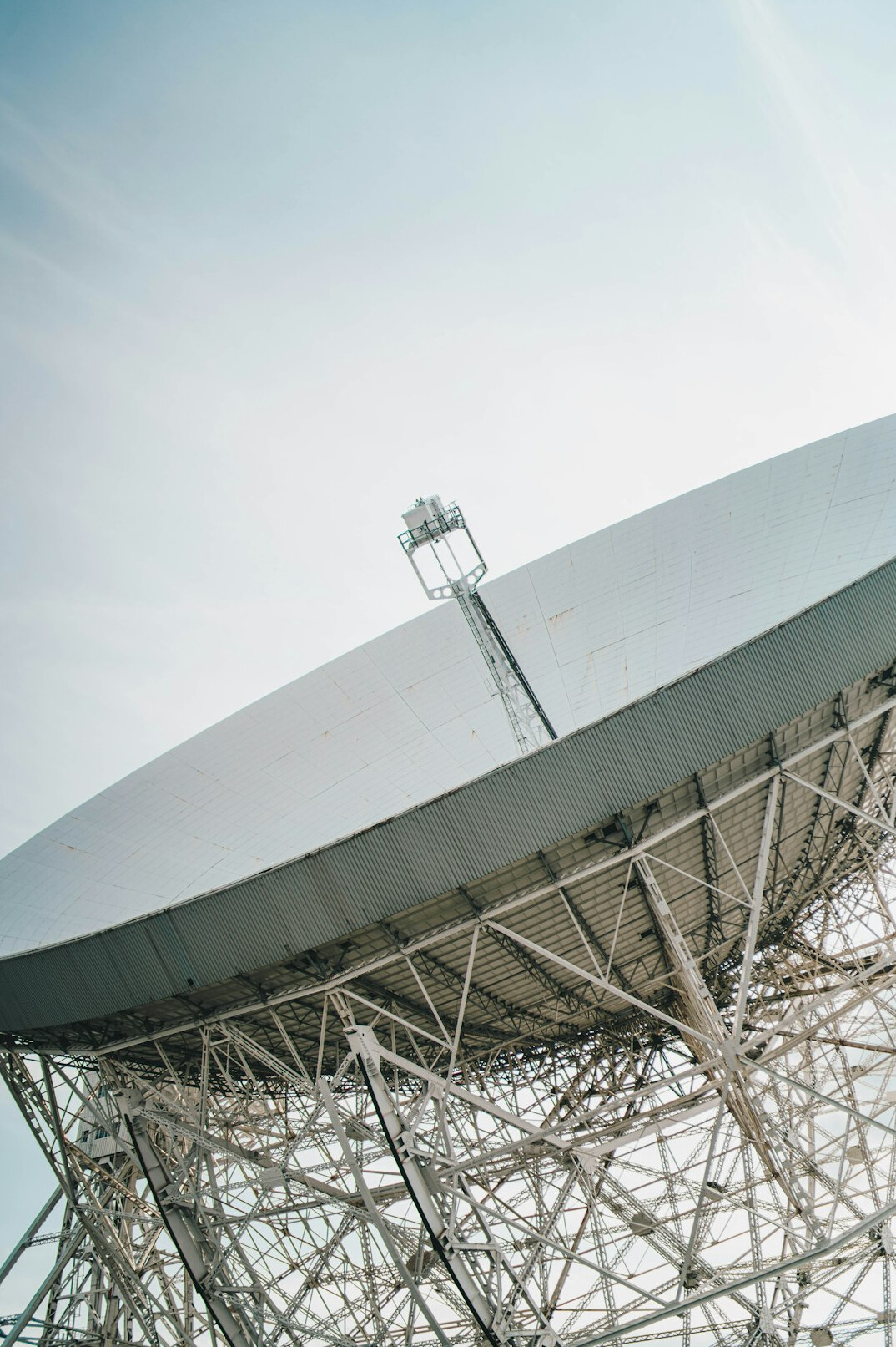 Large satellite dish against the sky used for broadcast transmission